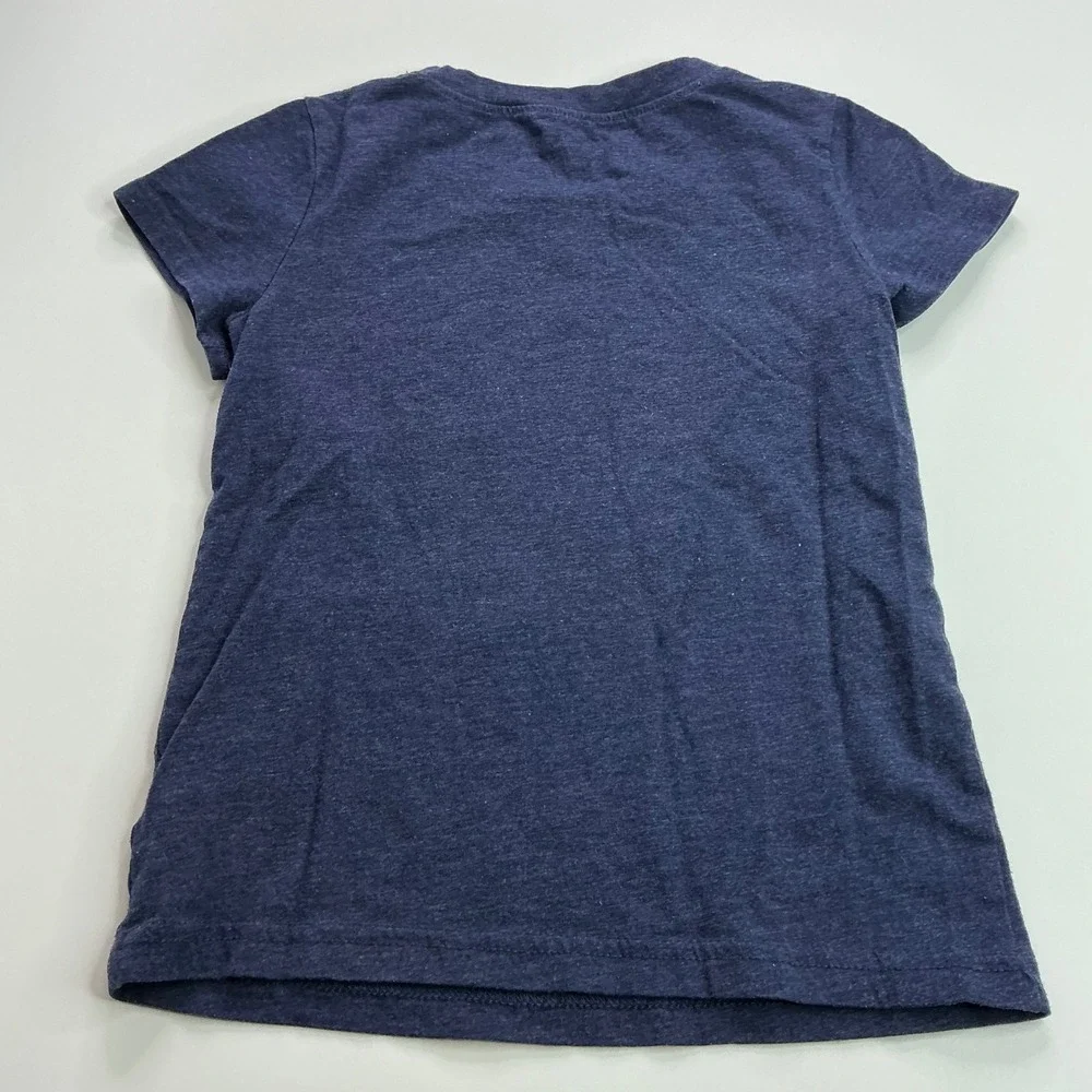 Cherokee Navy Blue Sequin Star Shirt Kids Size S 6-6X Flip Sequin Short Sleeve